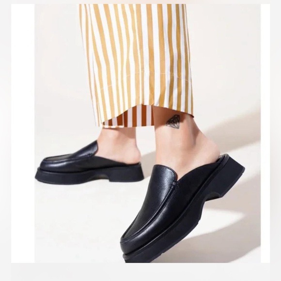 Charlotte Stone Shoes - Charlotte Stone Duncan Black Backless Slip On Loafer Leather Mules